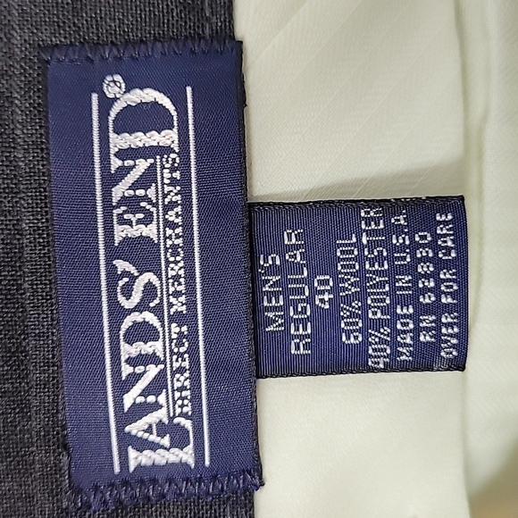 LANDS' END Men's Gray Wool Flat Front Suit Pants - Picture 2 of 10